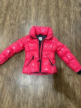 SAM Glossy Cherry Red Quilted Puffer Jacket